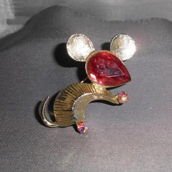 *RARE* Colored Rhinestone "Dodds" Signed Mouse - Picture 1 of 4
